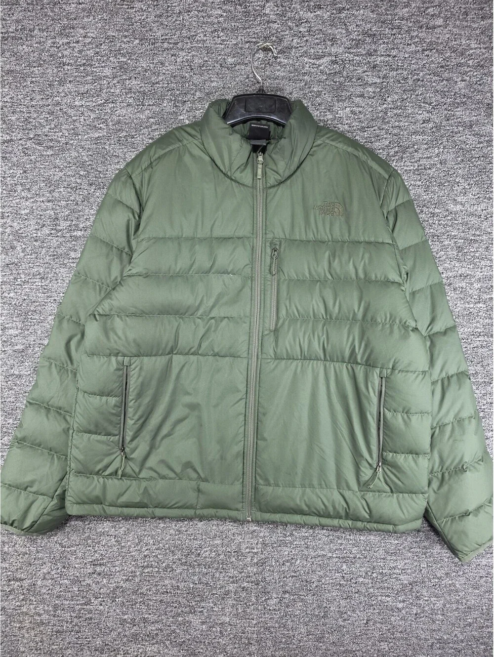 The North Face Men's Green 550 Down Puffer Jacket Full Zip Pockets Size 2XL